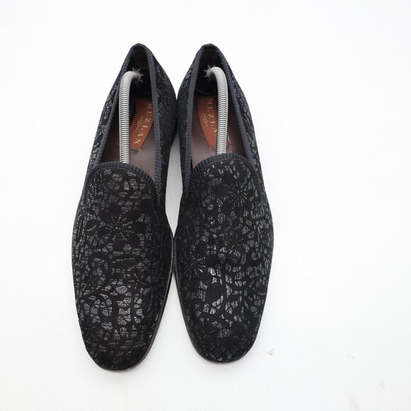 Mezlan  Black  Silver Shoes Men's US Size 10 Slip on Dress Shoes Floral Spain - Picture 2 of 10